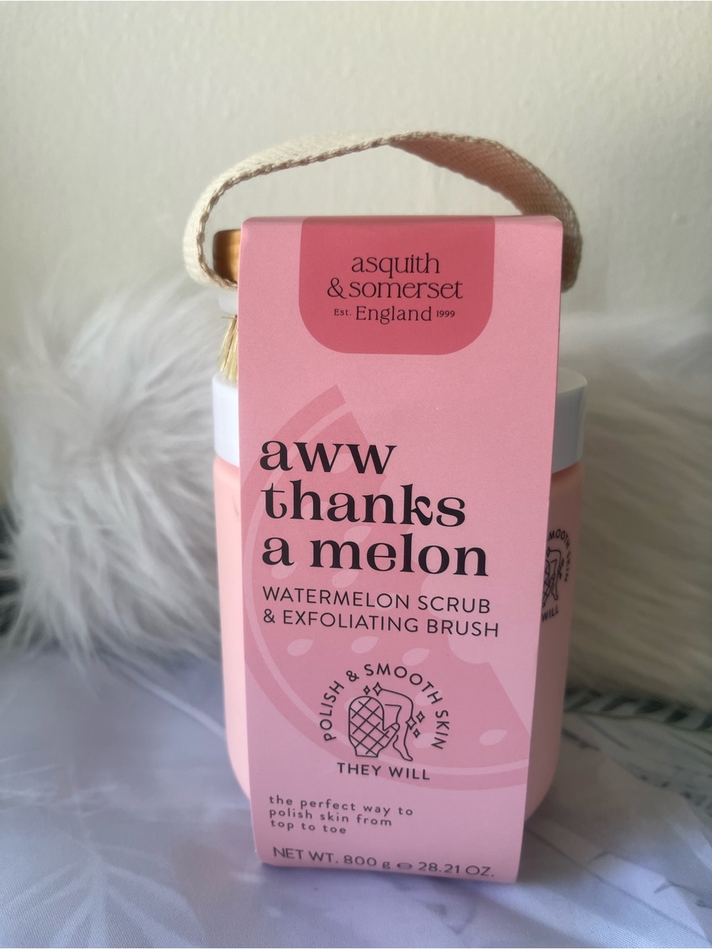 Asquith & Somerset NWT watermelon body scrub set w/natural exfoliating brush. 🍉